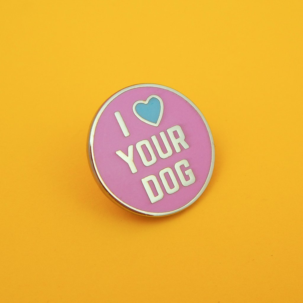 I Love Your Dog - Enamel Pin in Silver and Pink
