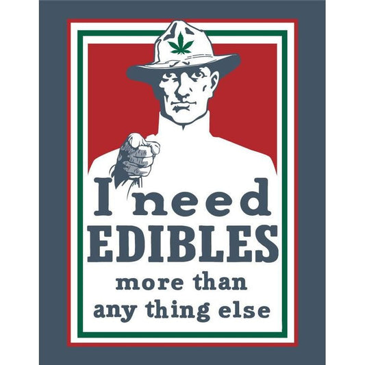 I Need Edibles More Than Anything 2.5" x 3.5" Vintage Art Magnet