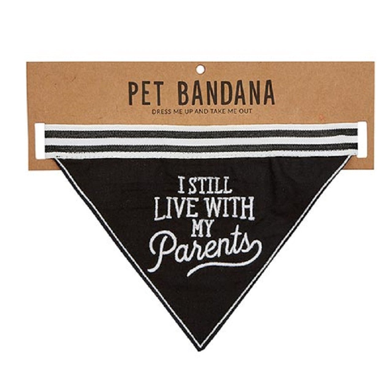 I Still Live With My Parents Black Pet Bandana | Embroidered Text