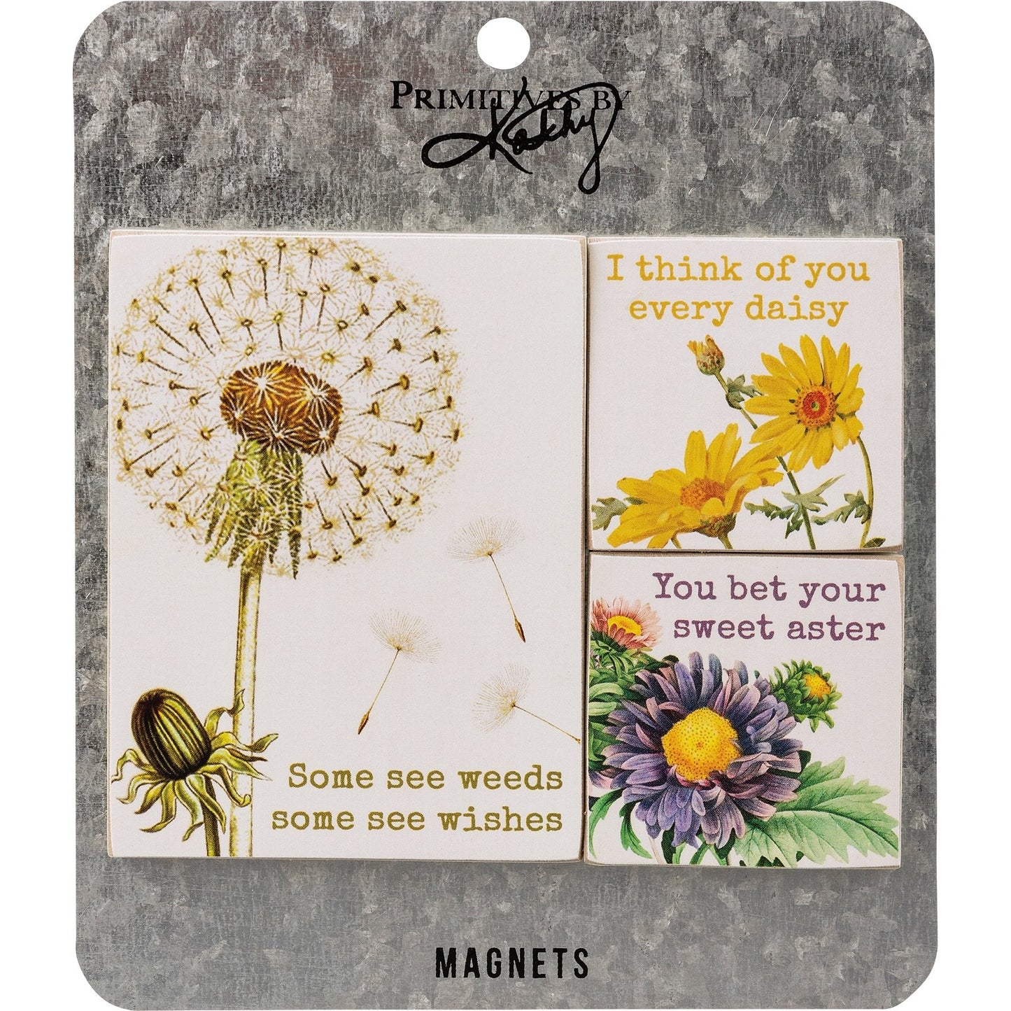 I Think of You Every Daisy Magnet Set | 3 Magnets on a Metal Gift Backing