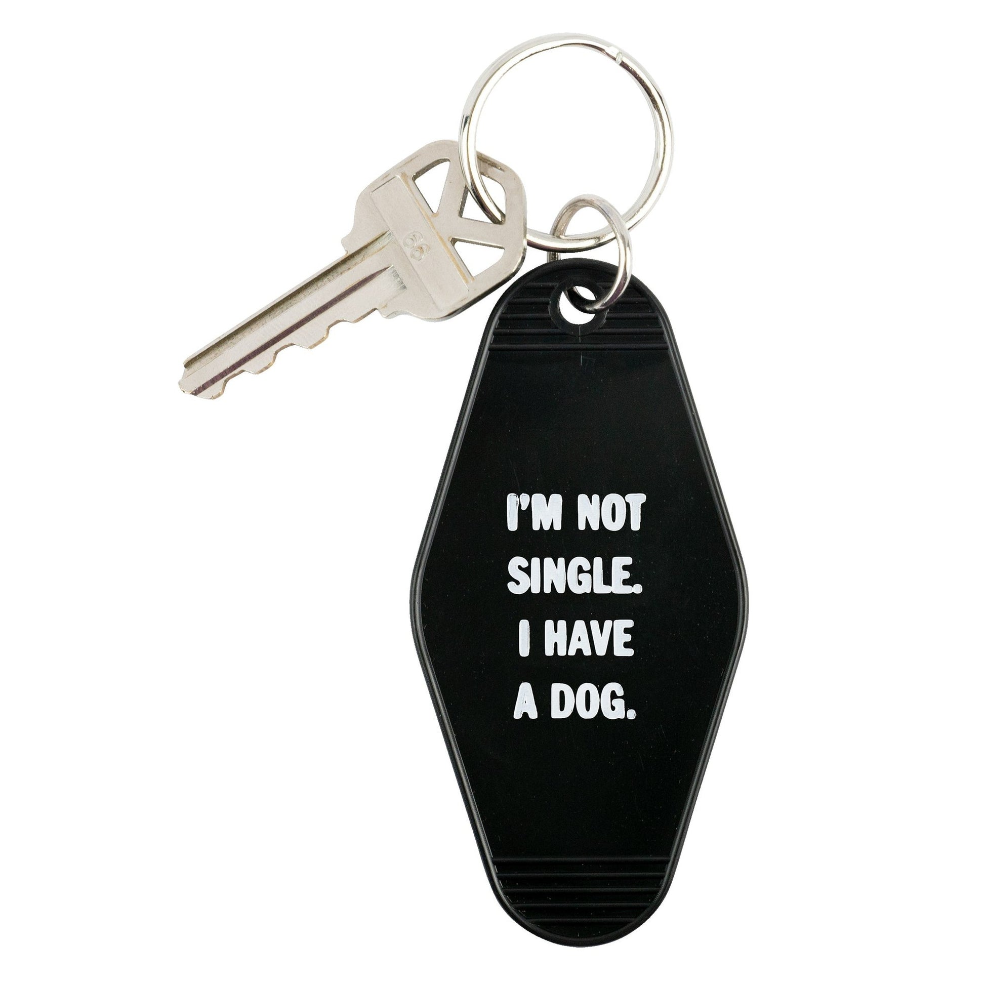 I'm Not Single. I Have A Dog. Keychain in Black