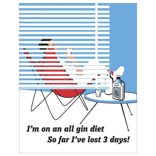 I'm On An All Gin Diet 2.5" x 3.5" Vintage Art Magnet