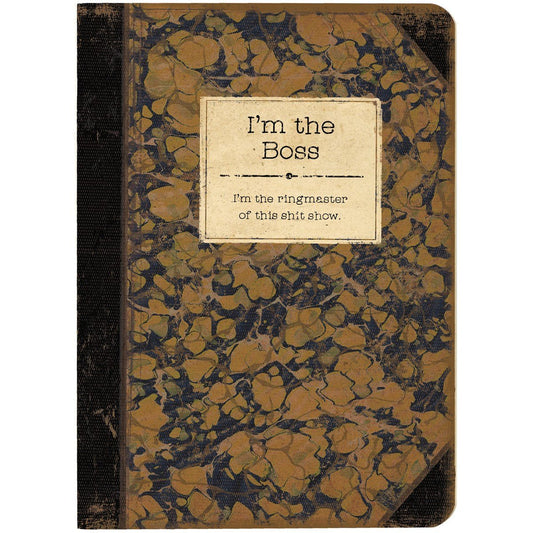 I'm The Boss Rustic Printed Journal | Lays Flat | Printed with Designs from Actual Vintage Books