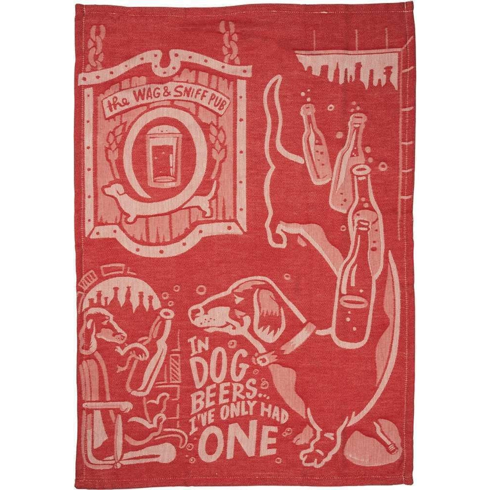 In Dog Beers I've Only Had One Bright Funny Snarky Dish Cloth Towel | Ultra Soft and Absorbent Jacquard | All-Over Design | Unfolds 20" x 28" | Giftable