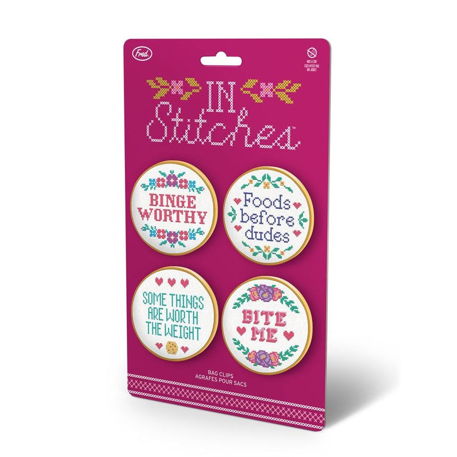 In Stitches Bag Clips | Snack Chips Sealing Clips | Cross-stitch Inspired