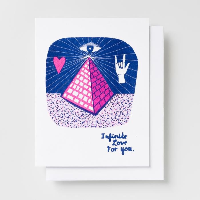 Infinite Love For You Pyramid & UFO Risograph Card