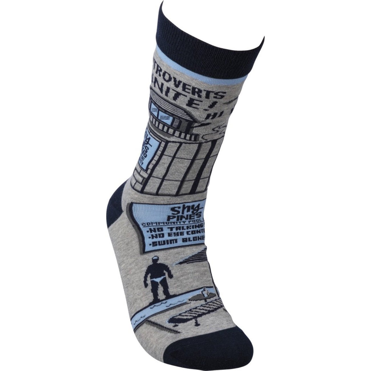 Introverts Unite Black Gray Funny Novelty Socks with Cool Design, Bold/Crazy/Unique Specialty Dress Socks