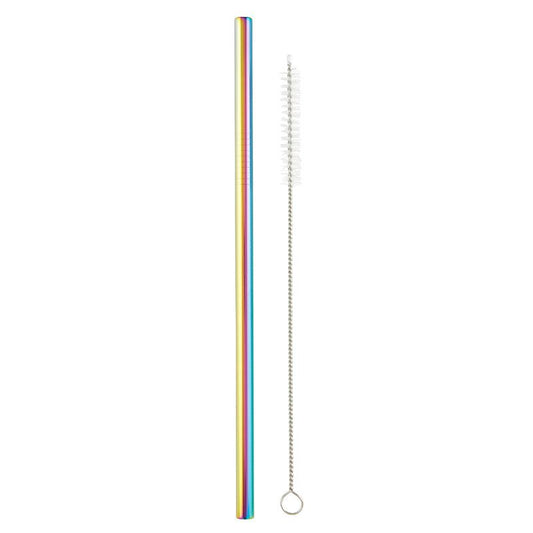 Iridescent Stainless Steel Straw And Brush Set in Bag | Eco-Friendly and Reusable | Giftable