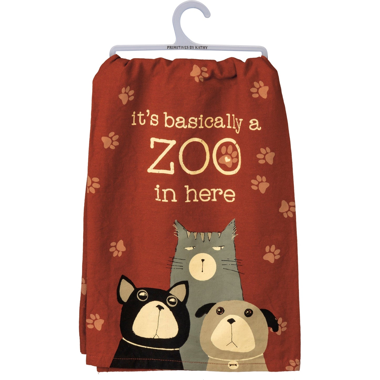 It's Basically A Zoo In Here Dish Cloth Towel | Novelty Silly Tea Towels | Cute Kitchen Hand Towel | Pets, Dogs, Cats | 28" Square