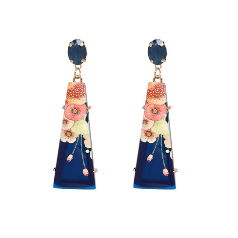 Japonesque Hand Painted Resin Drop Earrings