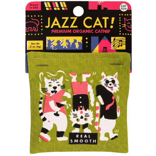 Jazz Cat Catnip Toy | Premium Organic Catnip | Illustrated Cotton Pouch