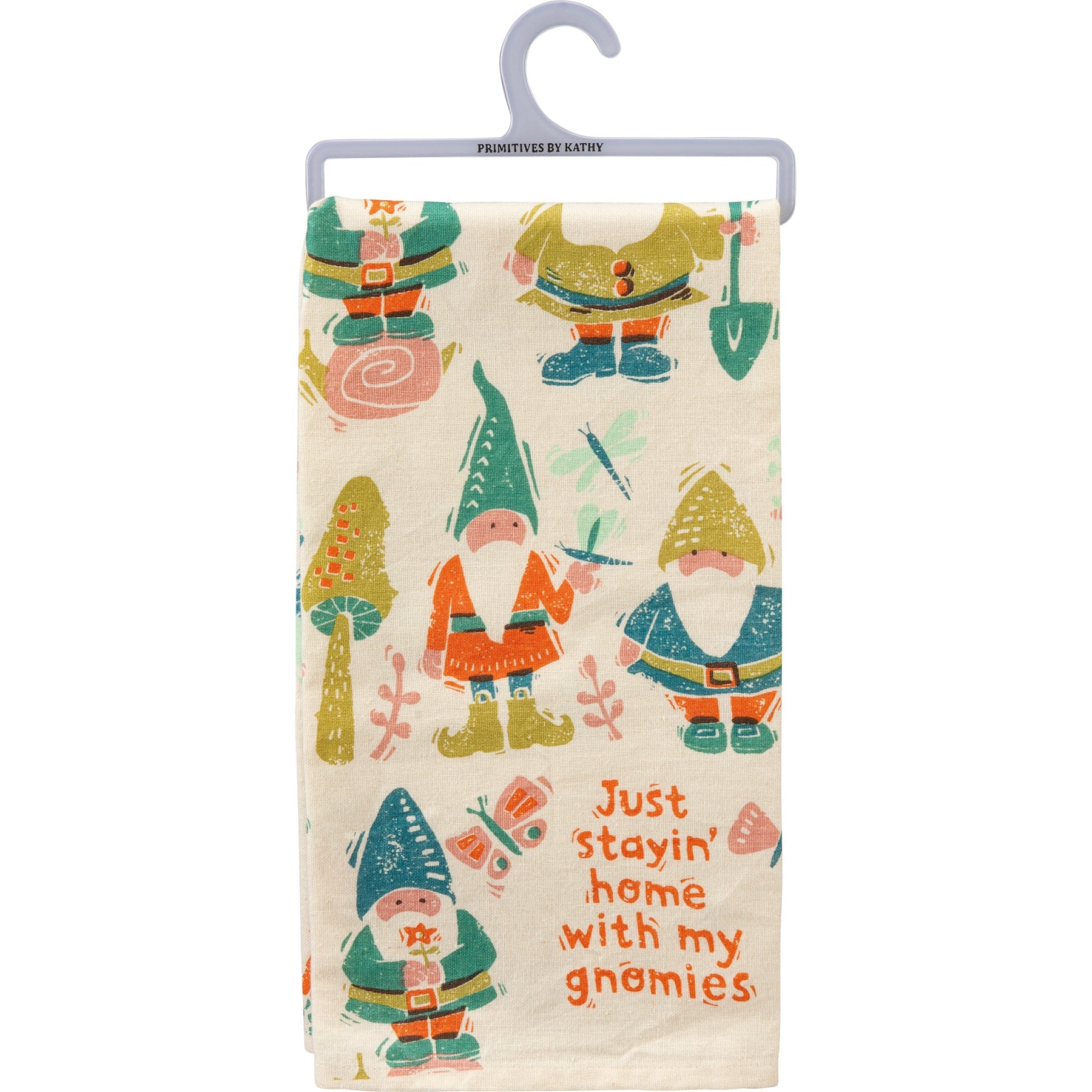 Just Stayin' Home With My Gnomies Dish Cloth Towel | Novelty Silly Tea Towels | Cute Kitchen Hand Towel | 20" x 26"