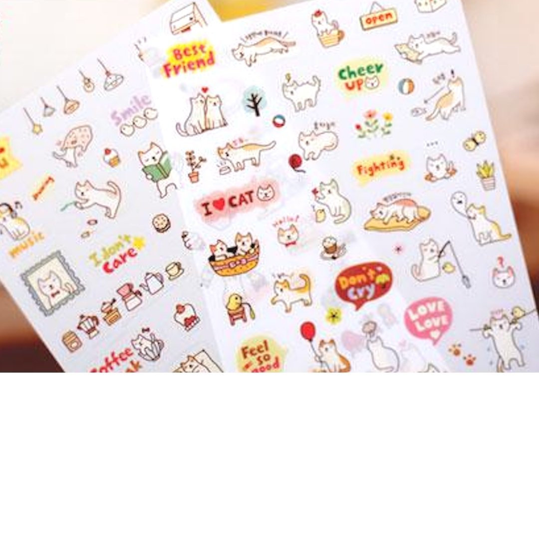Kawaii Cat Planner Stickers Pack of 6 Sheets