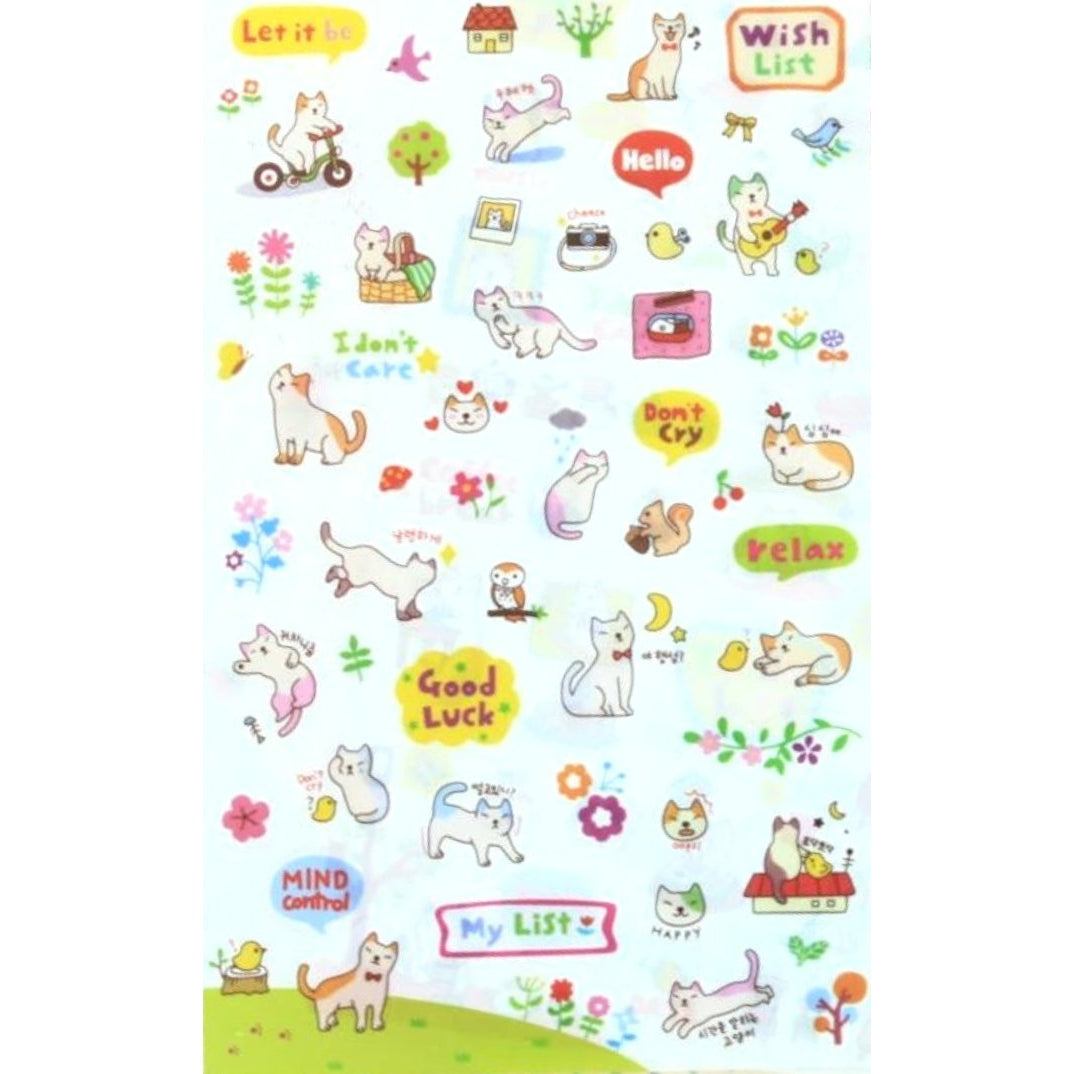 Kawaii Cat Planner Stickers Pack of 6 Sheets