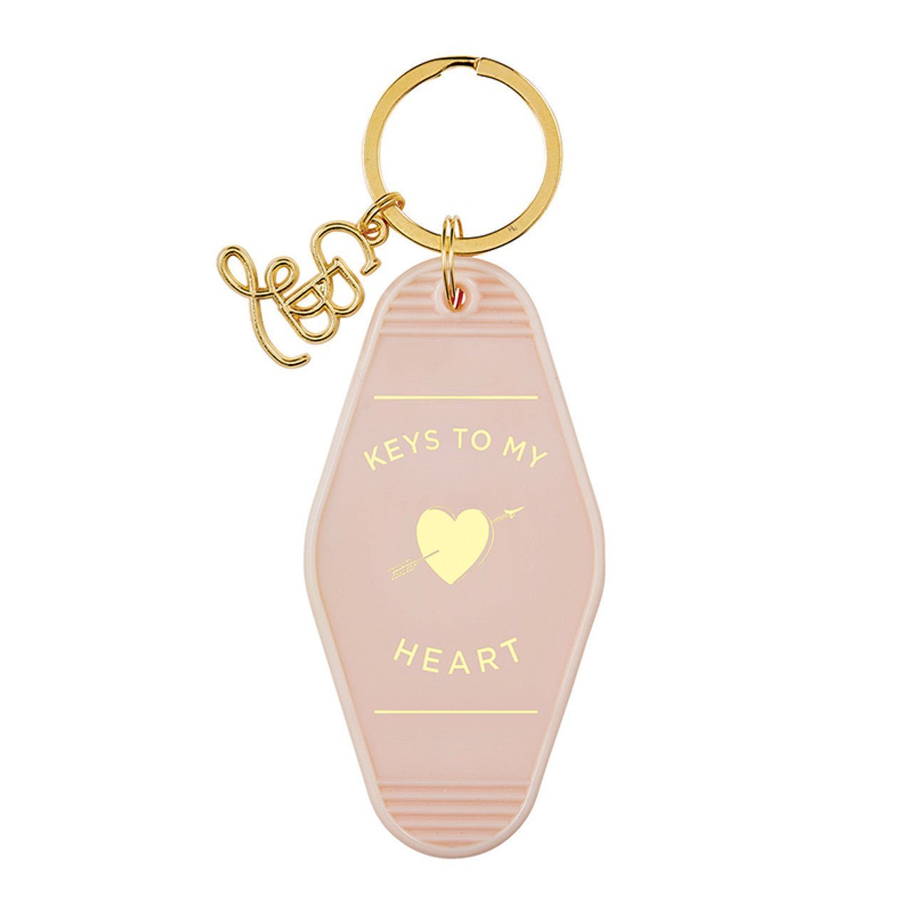 Keys To My Heart Motel Keychain in Pink with Gold Hardware