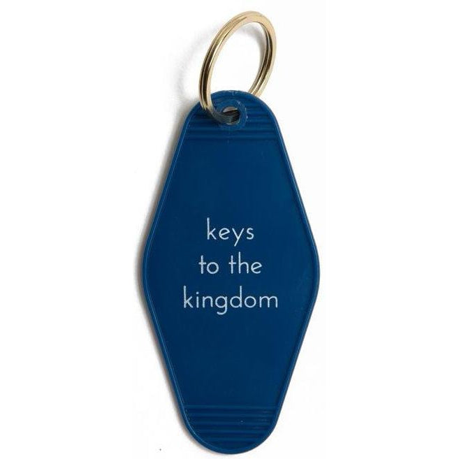 Keys To The Kingdom Hotel/Motel Style Keychain in Navy Blue and White