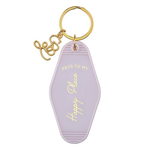 Keys to My Happy Place Motel Style Keychain with Gold Hardware