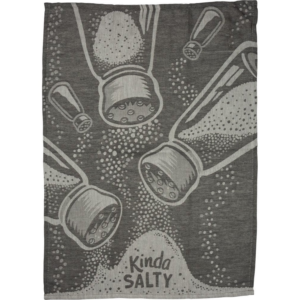 Kinda Salty Salt Shaker Funny Snarky Dish Cloth Towel | Ultra Soft and Absorbent Jacquard | All-Over Design | Unfolds 20" x 28" | Giftable