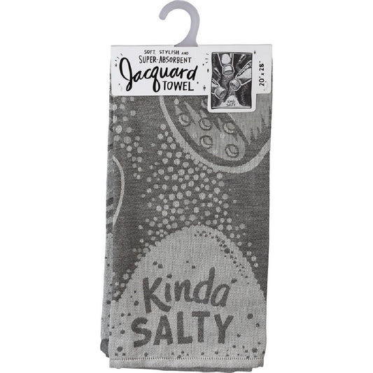 Kinda Salty Salt Shaker Funny Snarky Dish Cloth Towel | Ultra Soft and Absorbent Jacquard | All-Over Design | Unfolds 20" x 28" | Giftable