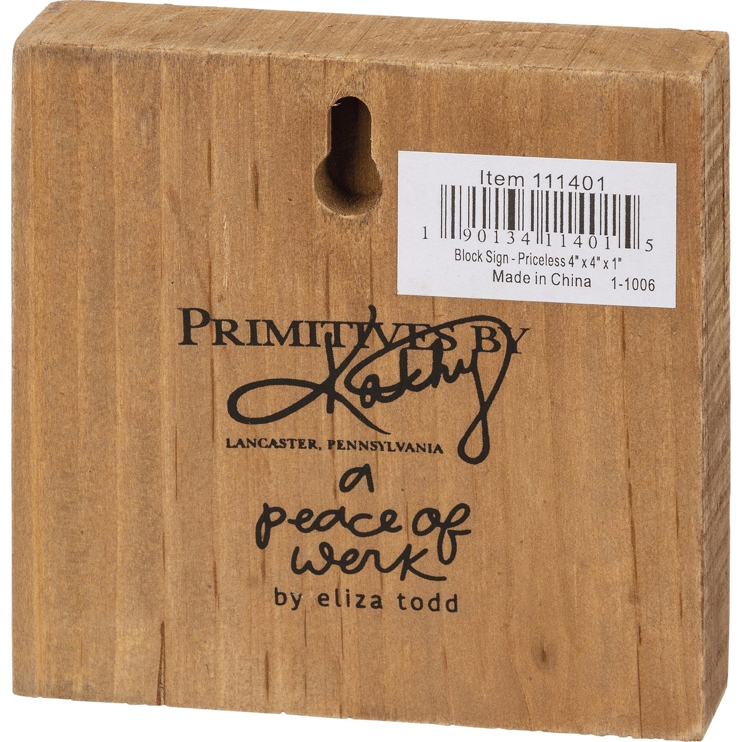 Kindness Equal Parts Free And Priceless Wooden Block Sign | 4" x 4"