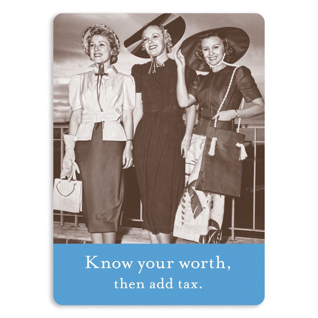 Know Your Worth Then Add Tax Rectangle Magnet | Retro Fridge and Office Magnet
