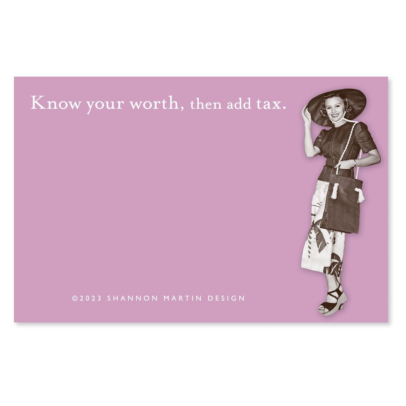 Know Your Worth, Then Add Tax Sticky Notes in Purple | Retro Stationery