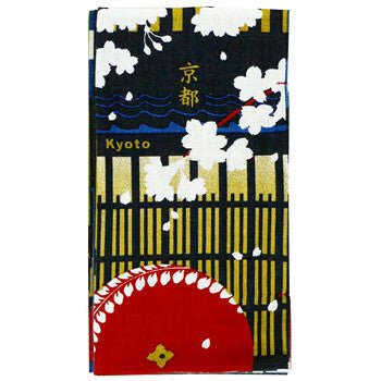 Kyoto Tenugui | Traditional Japanese Hand Towel | 13.4" x 35.4" Long Thin Stencil-Dyed Art Towel