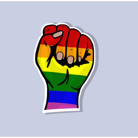 LGBT Pride Clenched Fist Sticker in Rainbow