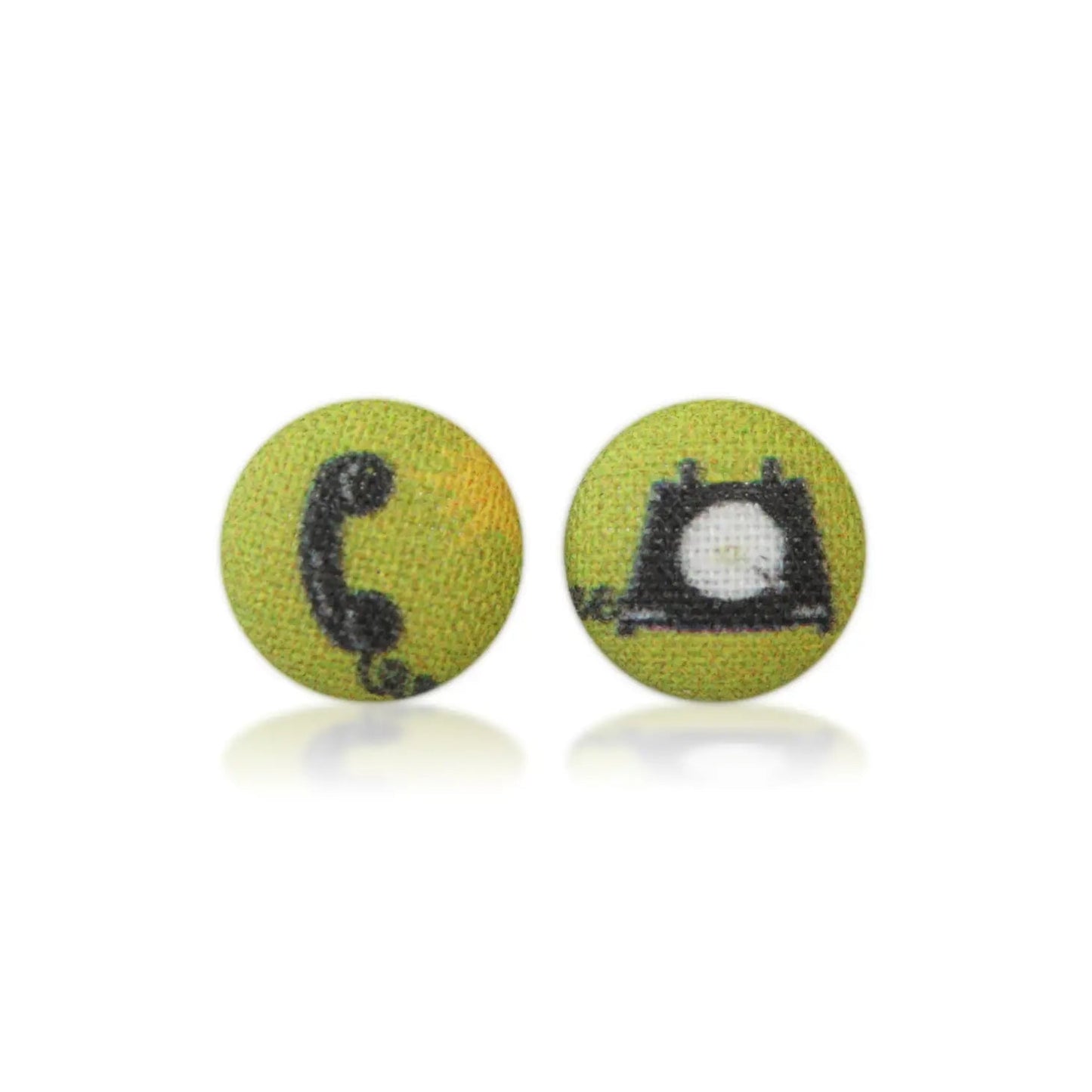 Landline Phone Fabric Button Earrings | Handmade in the US