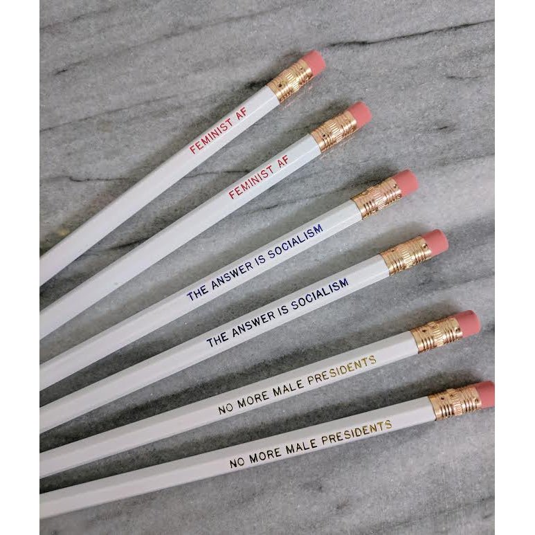Last Call! Feminist + Socialist Red, White, and Blue Political Pencil Set