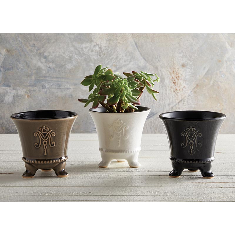 Last Call! Grand Duchy Black Footed Vase or Pot | Ceramic | 4.5" x 4"