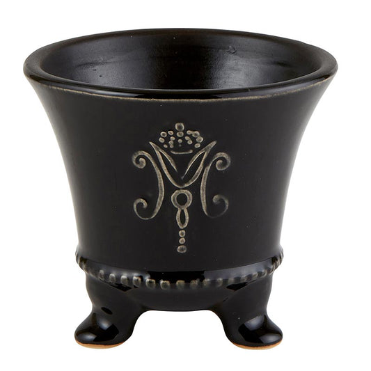 Last Call! Grand Duchy Black Footed Vase or Pot | Ceramic | 4.5" x 4"