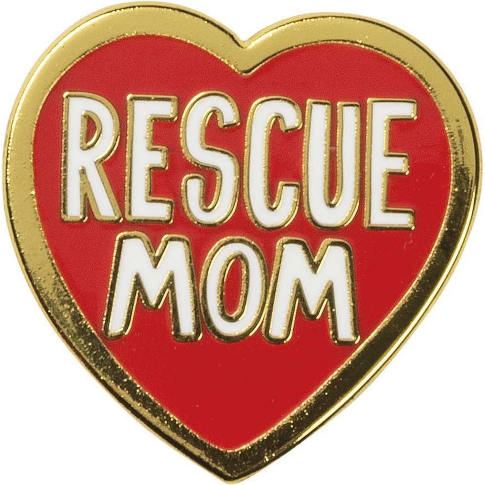 Last Call! Rescue Dog Mom Enamel Pin in Gold Heart