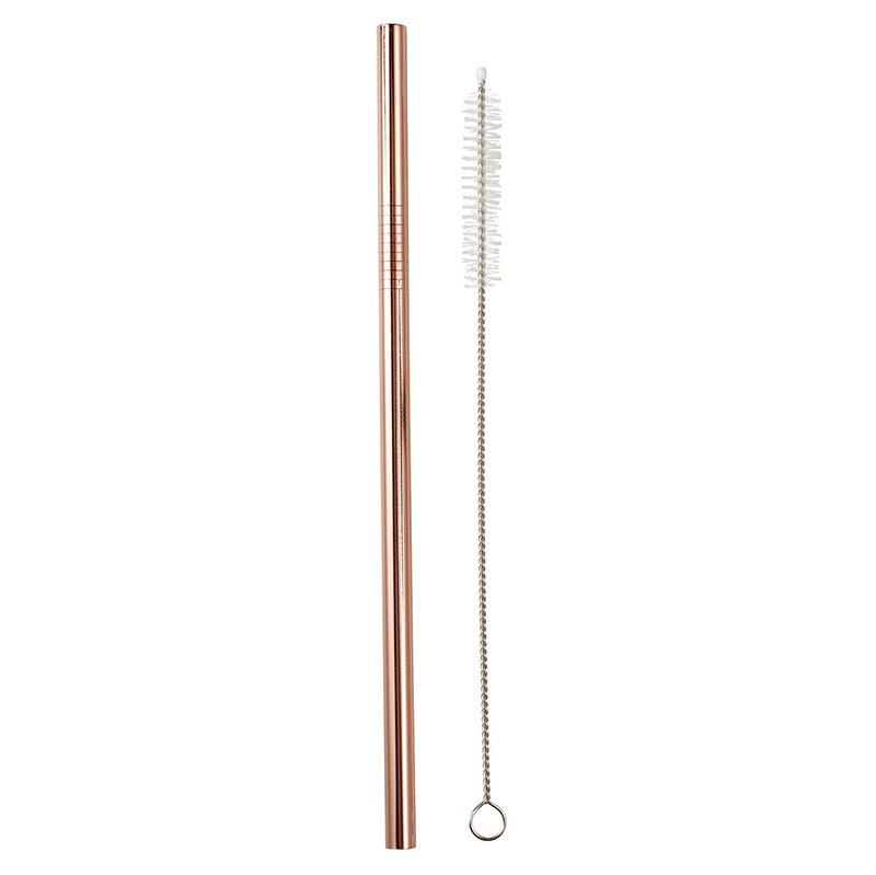 Last Call! Rose Gold Stainless Steel Straw And Brush Set in Bag | Eco-Friendly and Reusable | Giftable