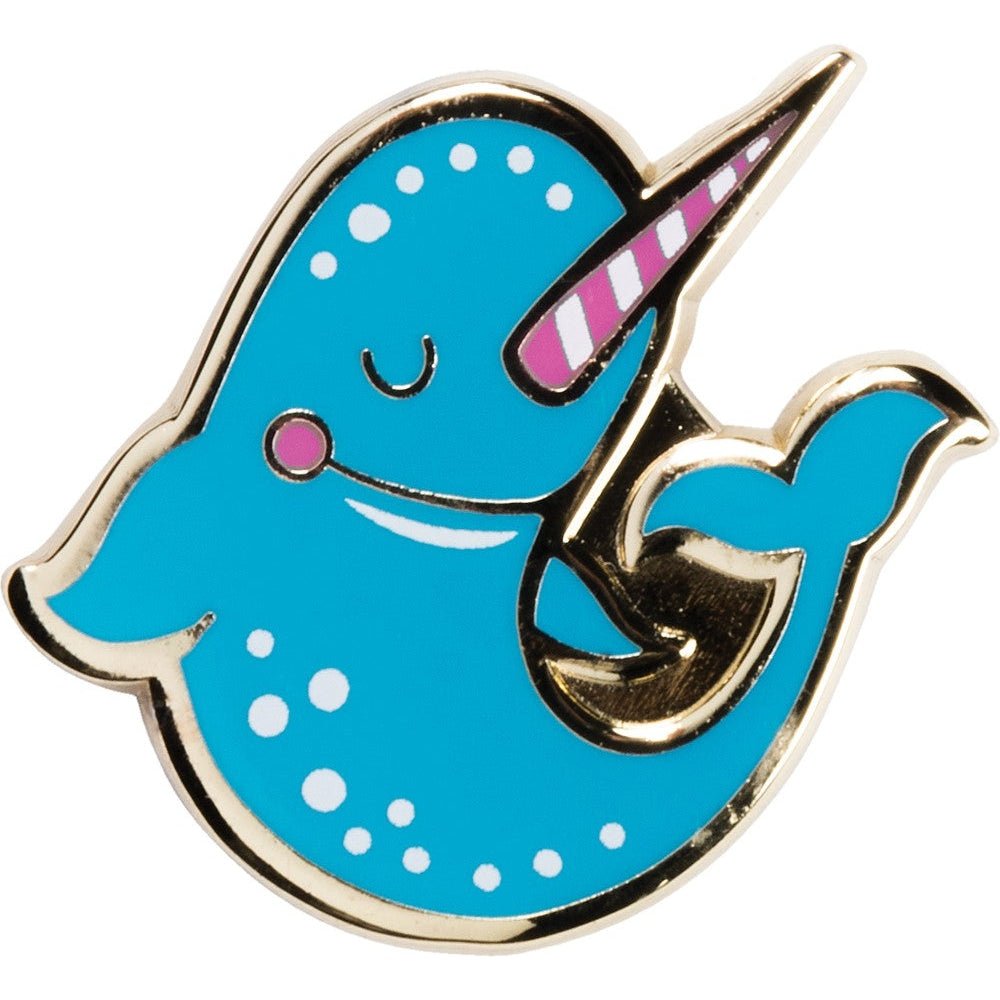 Last Call! You Are Strange & Wonderful Narwhal Enamel Pin in Blue and Pink