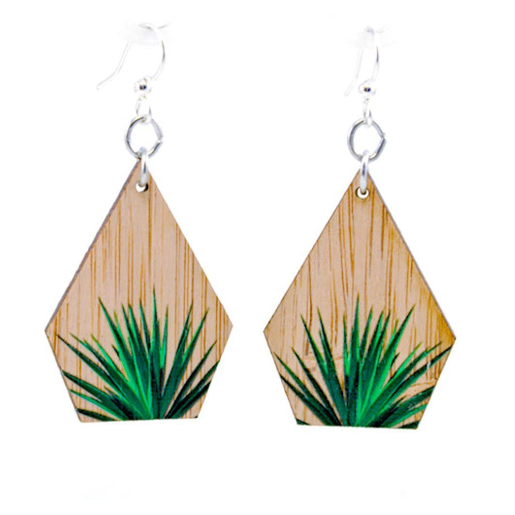 Last Call! Yucca Bamboo Silver Finish Hook Earrings | Lightweight Laser Cut Bamboo with Hypoallergenic Ear Wires