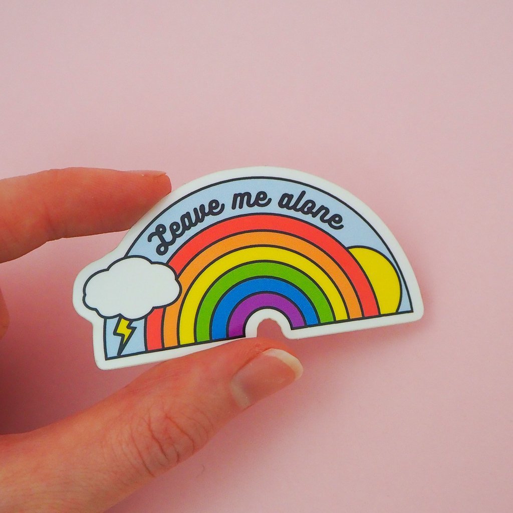 Leave Me Alone Vinyl Sticker With Rainbow Design – The Bullish Store