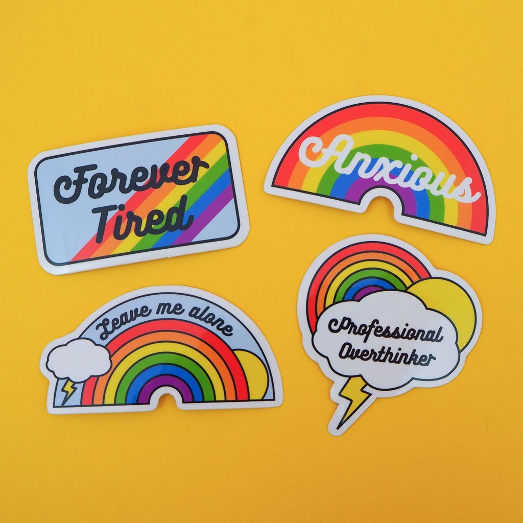 Leave Me Alone Vinyl Sticker With Rainbow Design