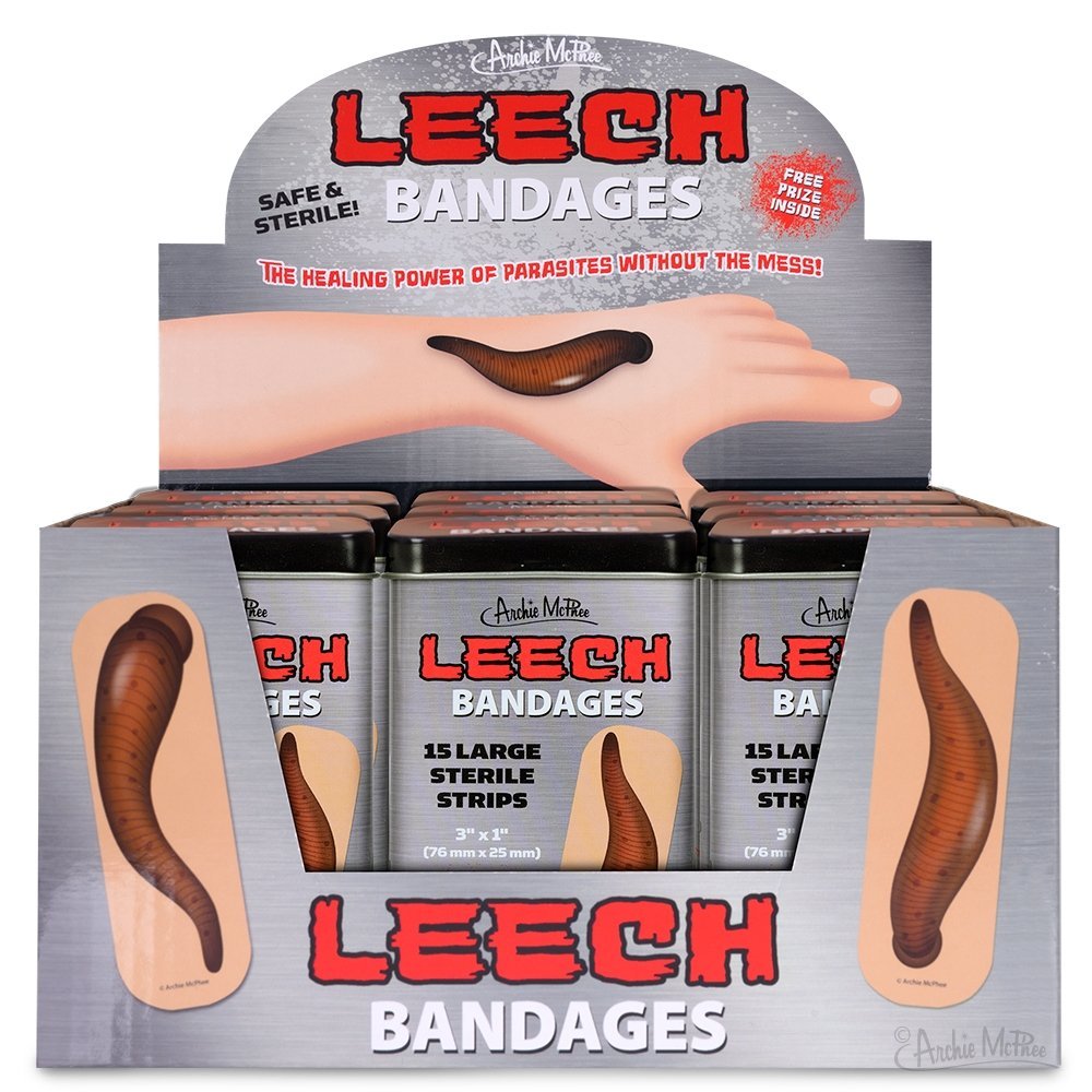 Leech Bandages | Hilarious Latex-Free Leeches Adhesive Bandages in a Decorative Tin