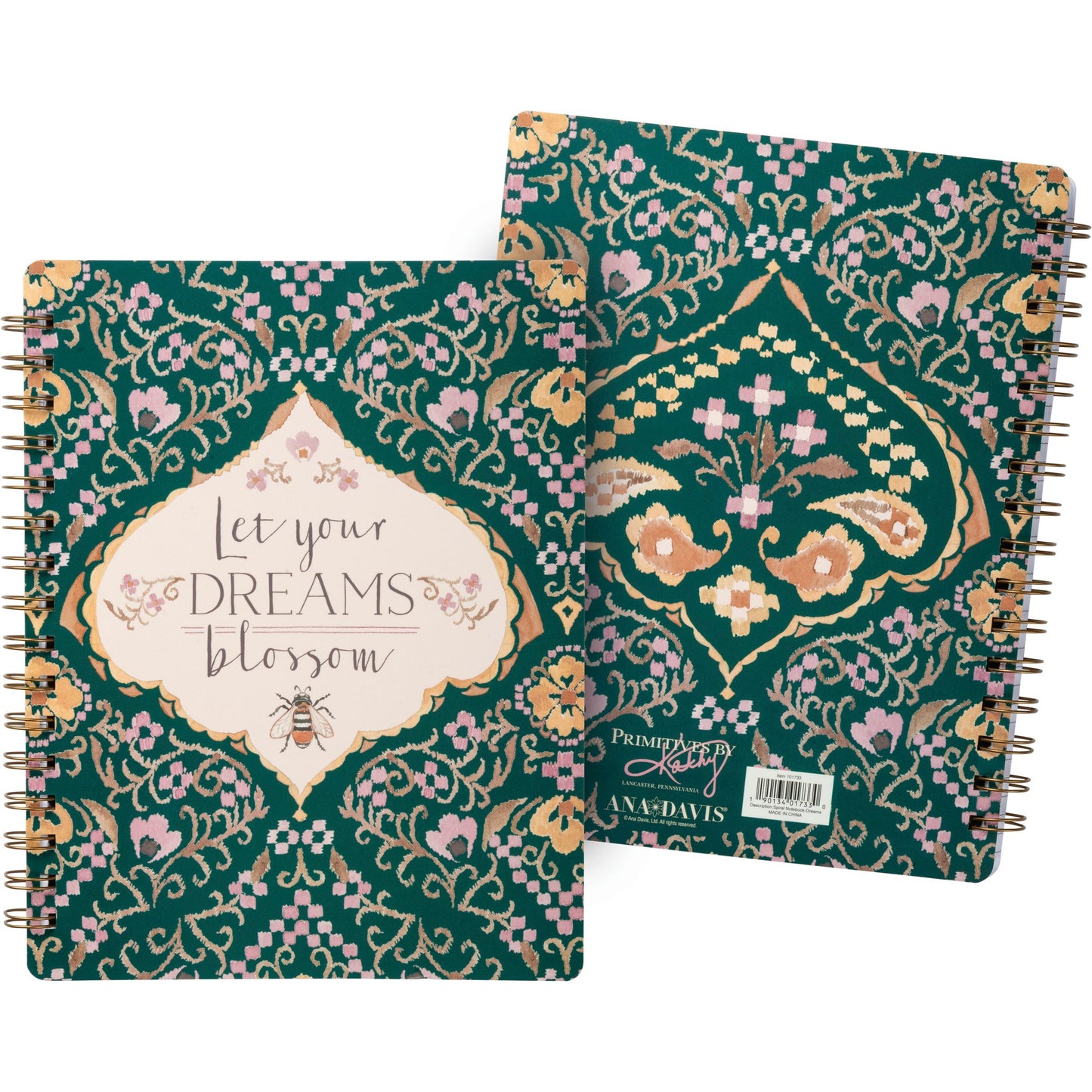 Let Your Dreams Blossom Spiral Notebook | Art on Both Sides | 9" x 7" | 120 Lined Pages