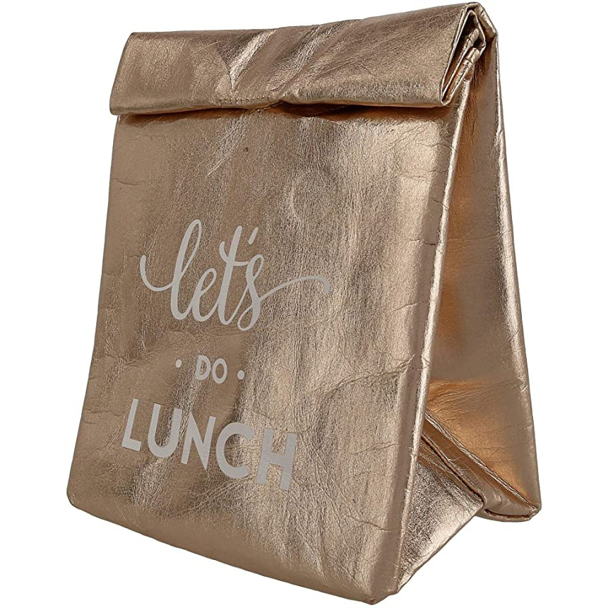 Let's Do Lunch Washable Paper Insulated Bag in Rose Gold | Pack of 6