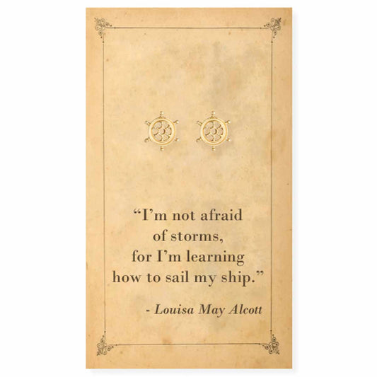Literary Quotes Louisa May Alcott Ship Wheel Post Earrings