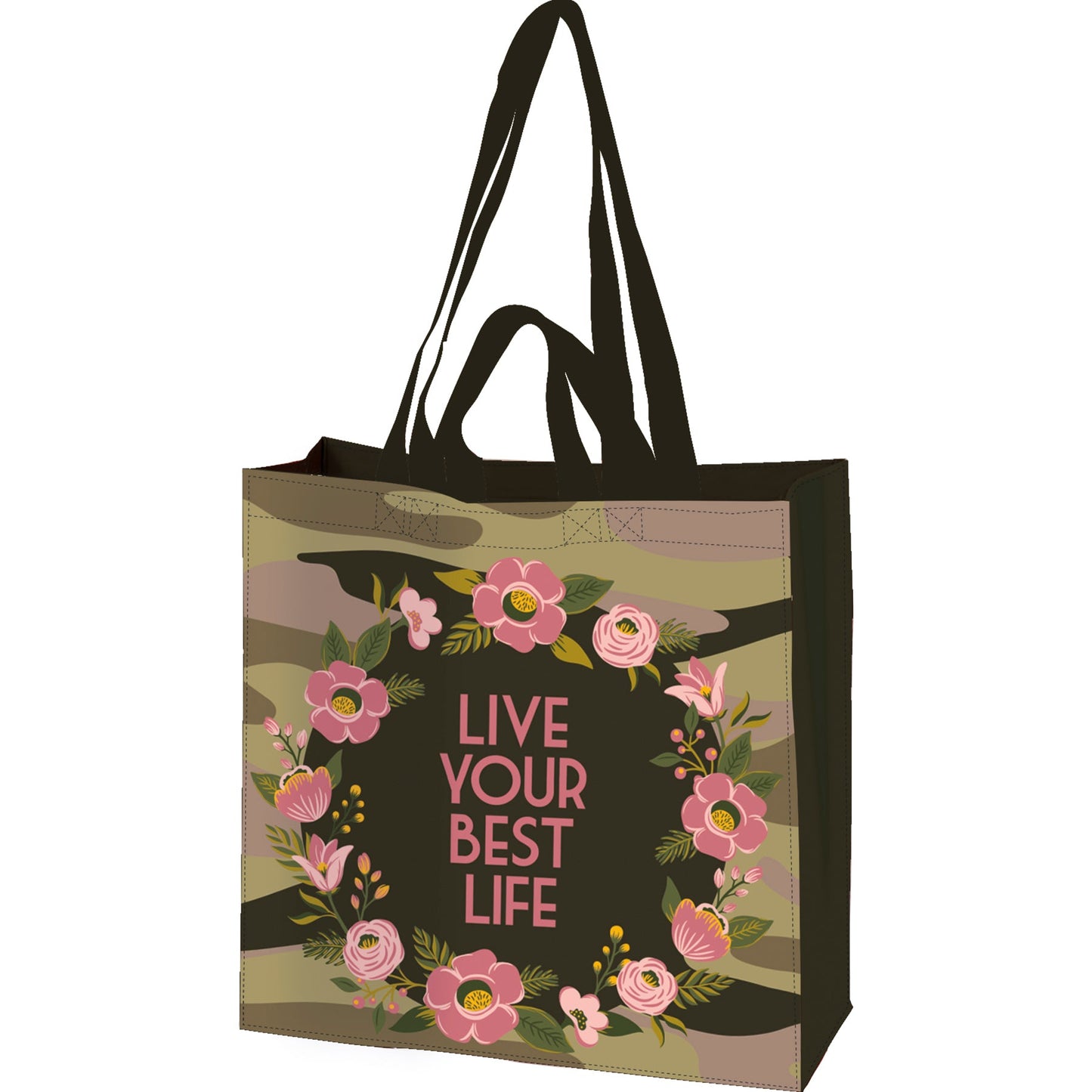 Live Your Best Life Floral Camo Market Tote Bag