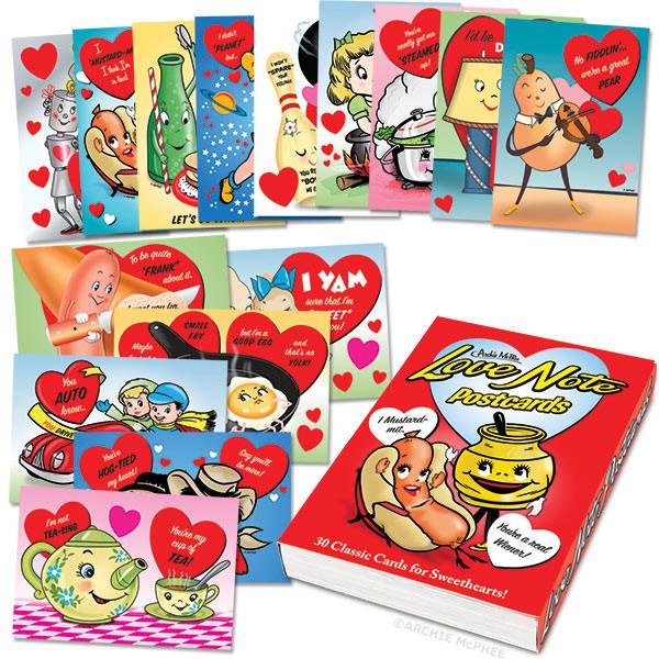 Love Note Postcards Book  30 Postcards with Horrible Puns and