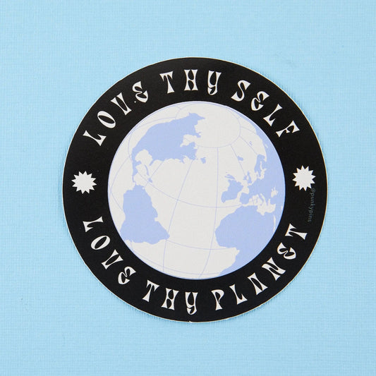 Love Thy Self, Love Thy Planet Round Vinyl Sticker