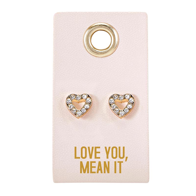 Love You Mean It Heart Rhinestone Stud Earrings | On a Gift Tag