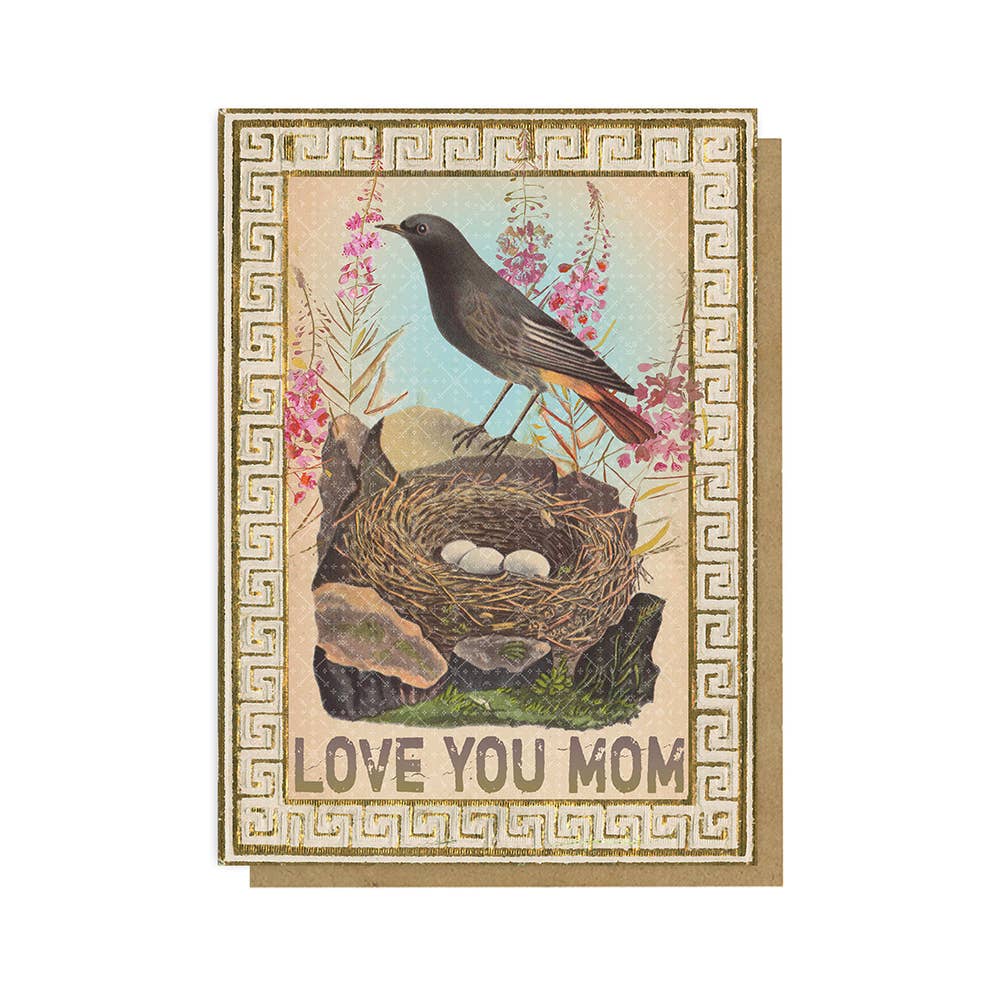 Love You Mom Greeting Card | Screen Printed with Gold Foil Details