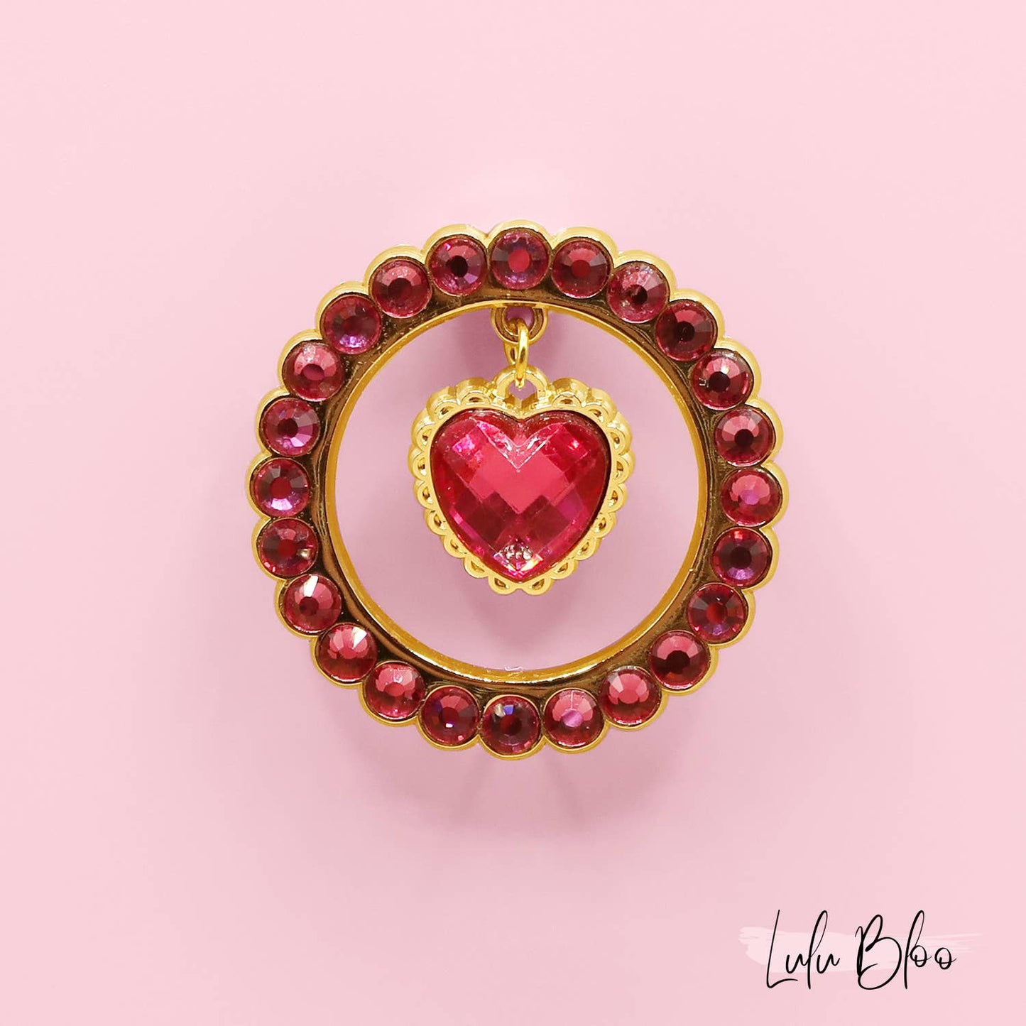 Lovely Heart 3-D Jeweled Lapel Pin