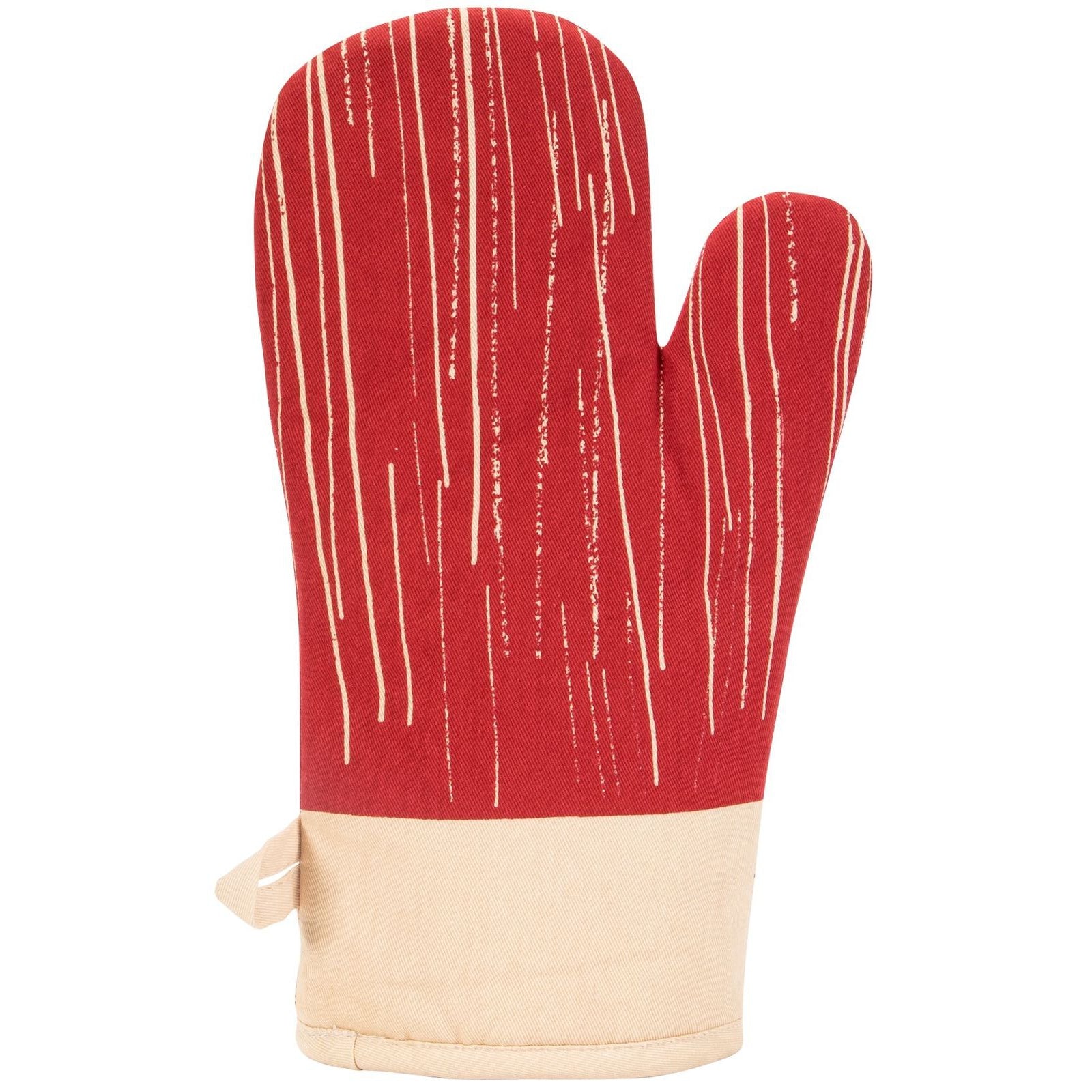 Made from Scratch Oven Mitt in Red and White Cat Design