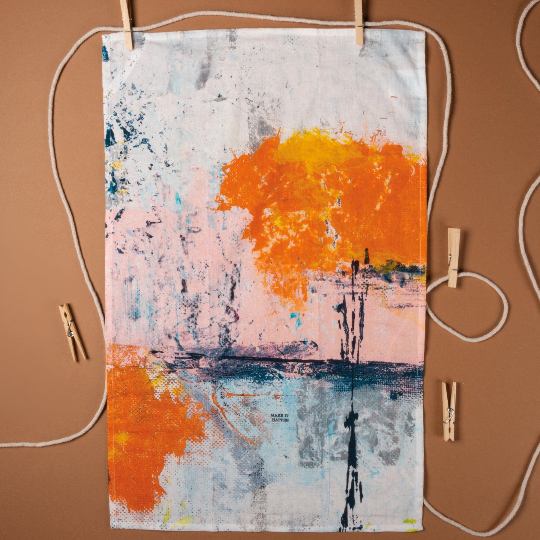 Make It Happen Multicolored Bright Dish Cloth Towel | Abstract Art Tea Towel | Hand Towel